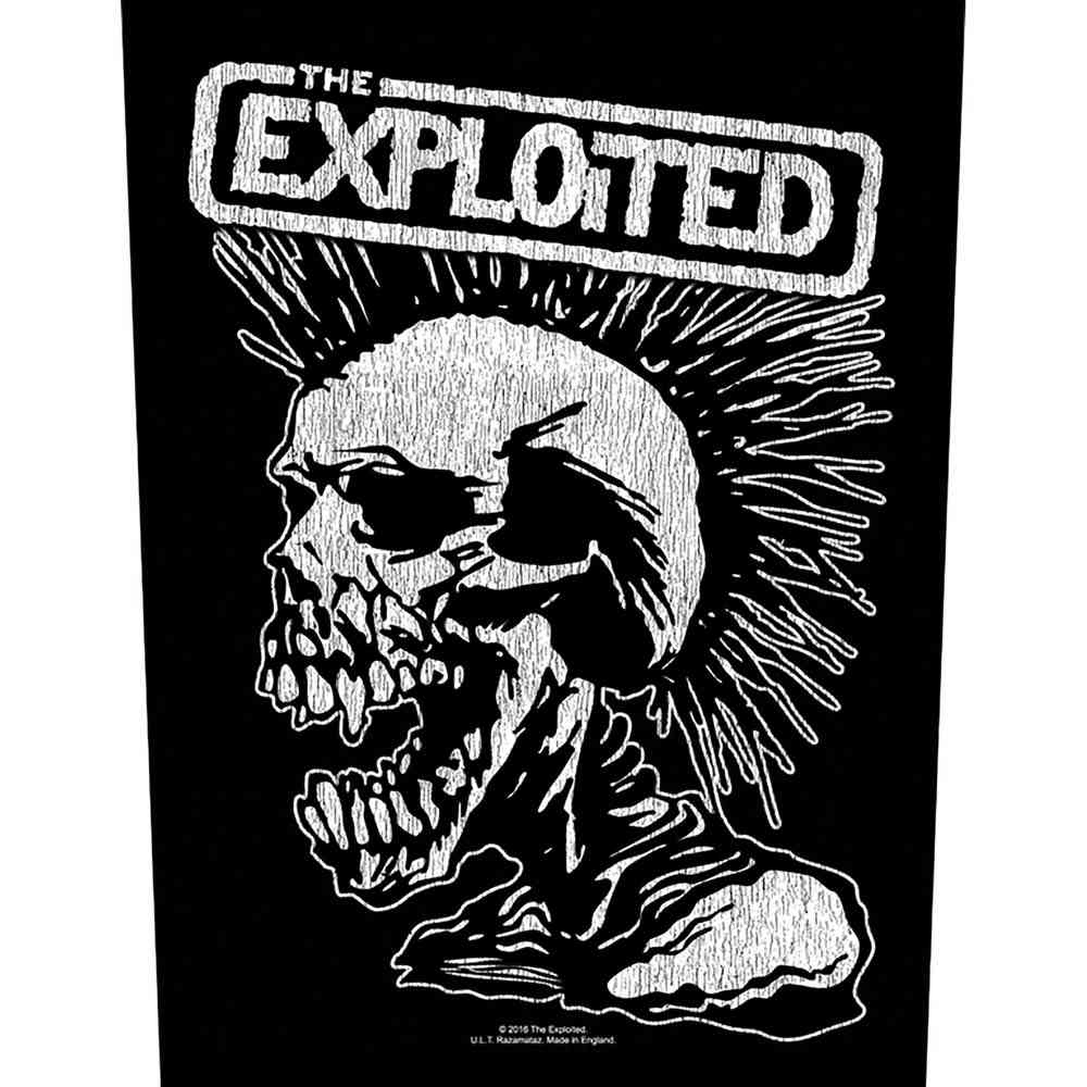 The Exploited - Vintage Skull Rugpatch - Zwart